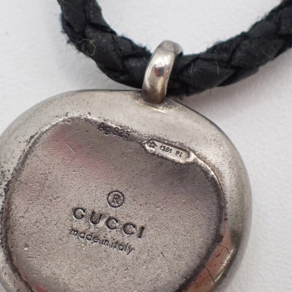 GUCCI Logo Crest Braided string Necklace AG925 Silver Italy 07RL457 - Picture 4 of 12